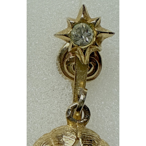 Vintage Atomic Starburst Star Clip On Dangle Earrings Rhinestone - Picture 3 of 15